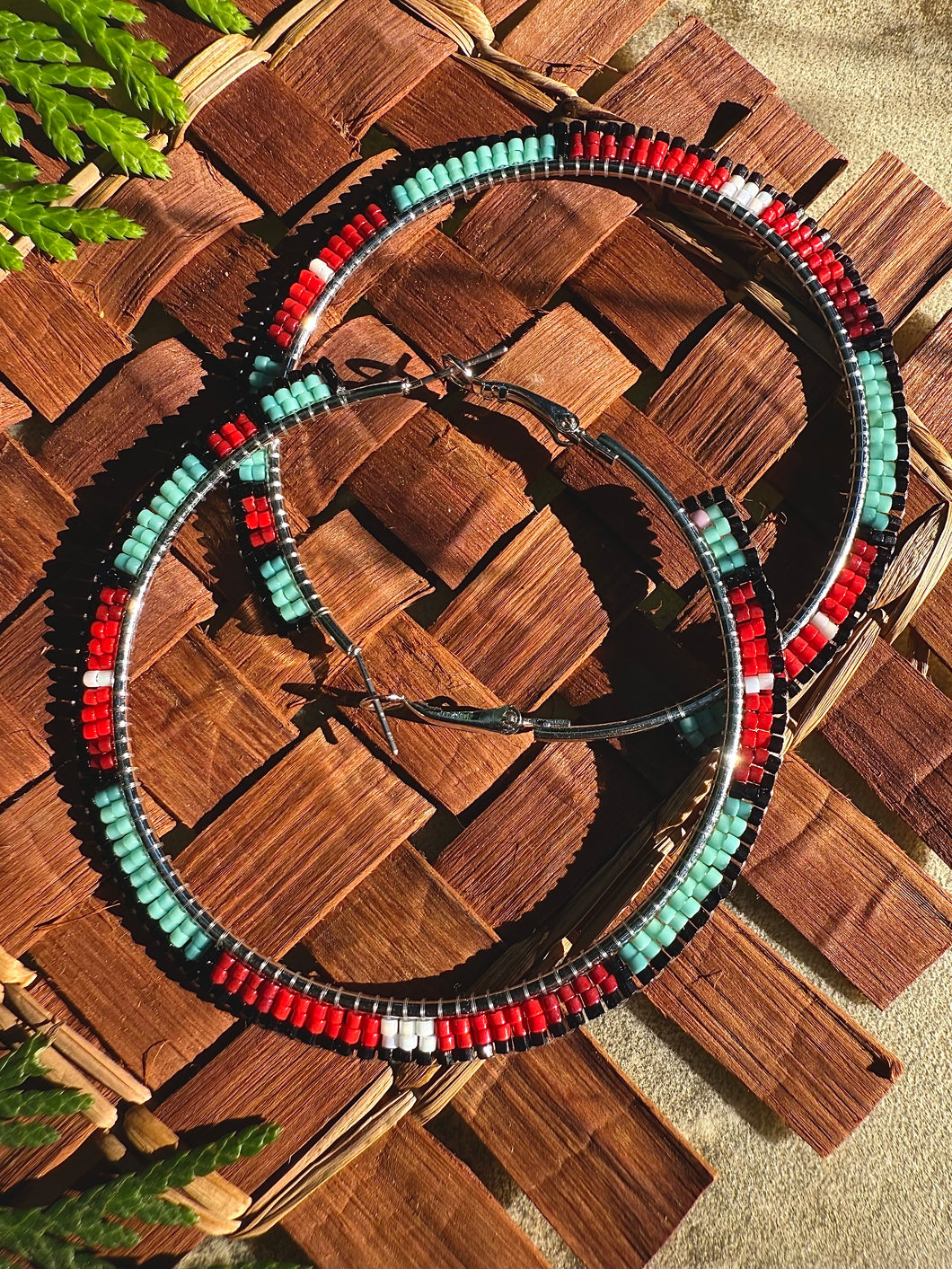 towagh beaded hoops - steel