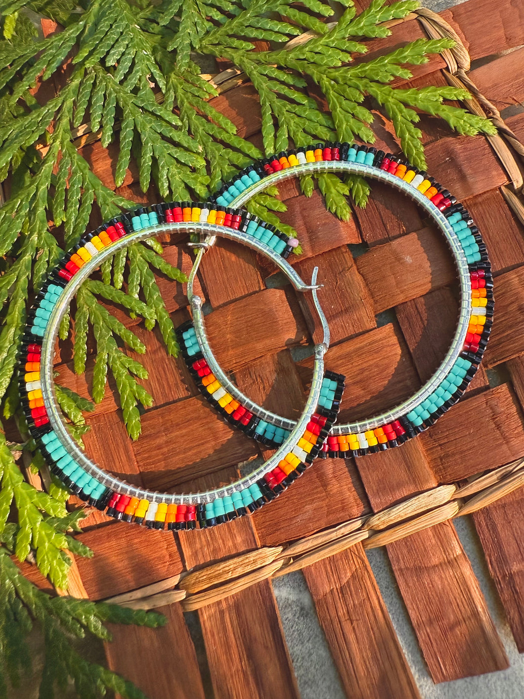 piah sky beaded hoops - sterling silver