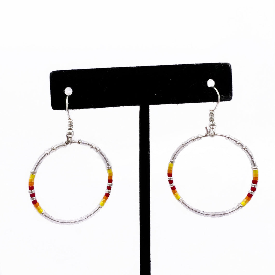 IRIDESCENT CRYSTAL MINI DANGLE BEADED HOOP EARRINGS