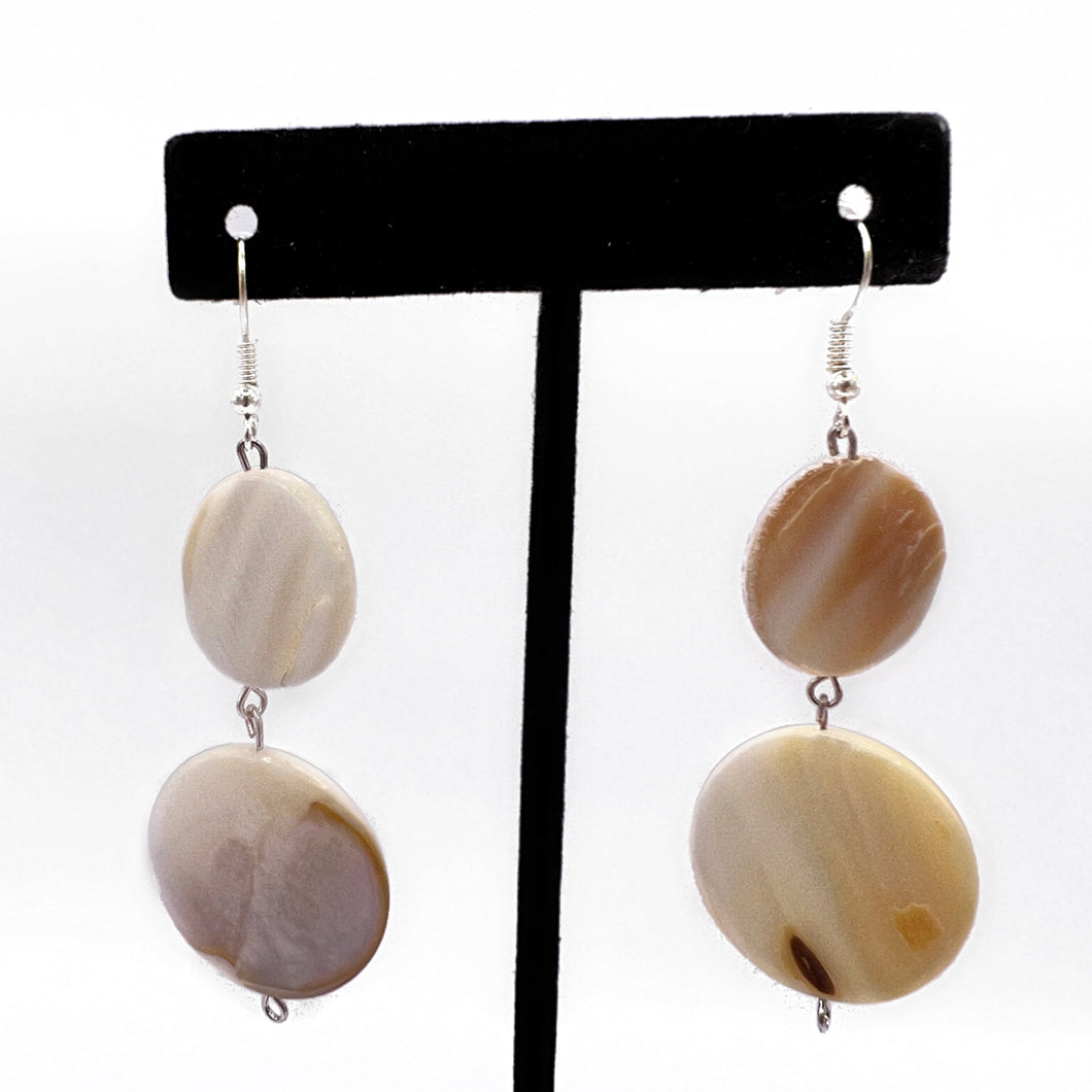 MOTHER OF PEARL TWO-TIERED DANGLE EARRINGS