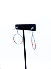 Load image into Gallery viewer, PERIWINKLE BLUE MINI DANGLE BEADED HOOP EARRINGS
